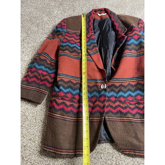 Vintage 90s Index By Melrose Aztec Southwest Blanket Blazer Size Medium - Picture 6 of 7